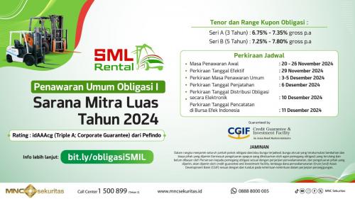 Emiten Rental Forklift (SMIL) Terbitkan Obligasi Rp300 Miliar, Cek Imbal Hasilnya